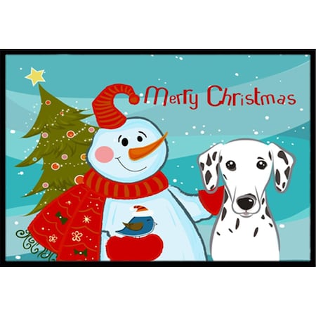 Carolines Treasures Snowman With Dalmatian Indoor and Outdoor Mat- 24 x 36 in. BB1830JMAT